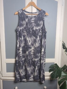 Gaiam Blue Gray Tie Dye Sleeveless Dress Womens XL Casual Lounge Shift